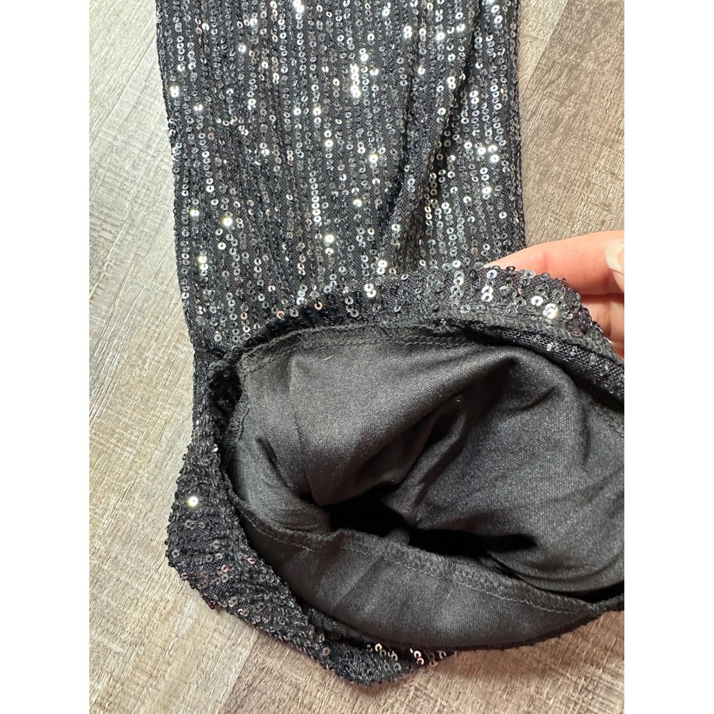 Crystal Sky Womens Black Sequin Jumpsuit Sleeveless Wide Leg Party Evening XS - Picture 9 of 16